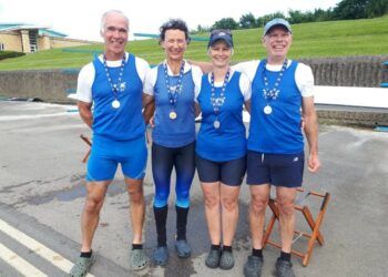Left to right: Nick Cowan, Sam Ayers, Julia McCumiskey and Graeme Mactavish of Lakeland Rowing Club