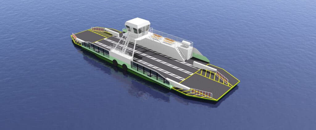 A computer-generated image of the new ferry