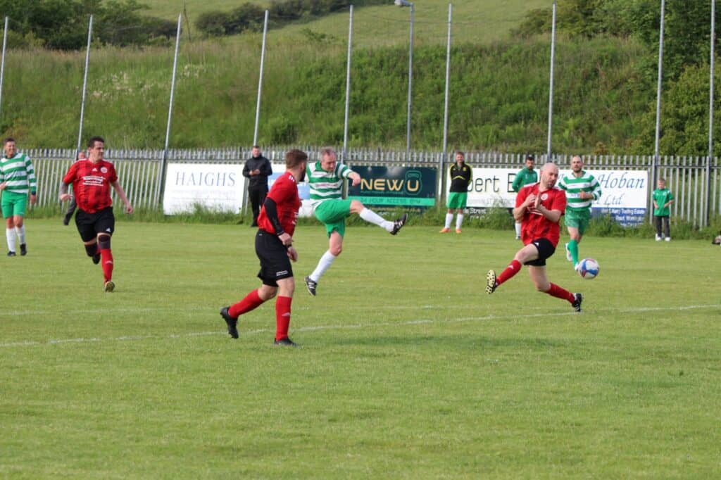 Action from Celtic v St. Benedicts Veterans. Pic Elwyn Evans.