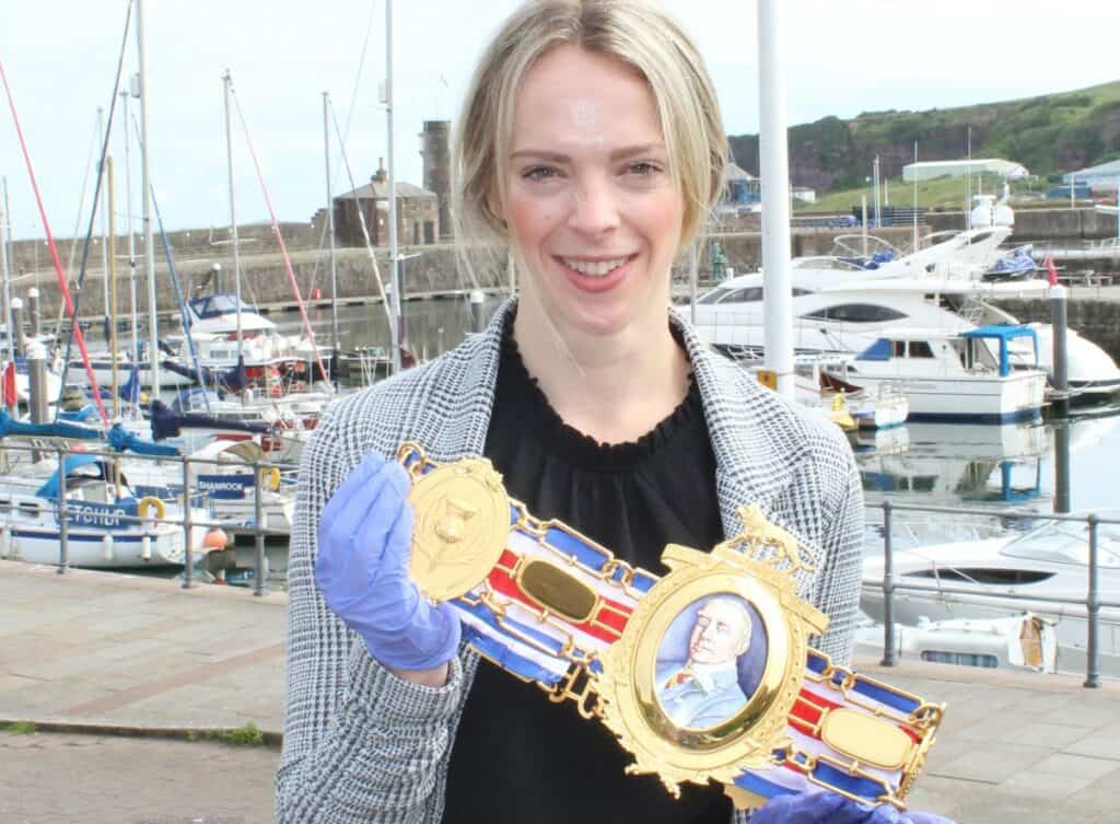 Beacon Museum Business Support Officer, Sarah Clarke, with the Lonsdale Belt