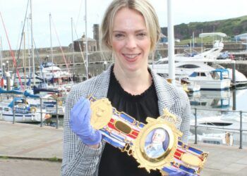 Beacon Museum Business Support Officer, Sarah Clarke, with the Lonsdale Belt