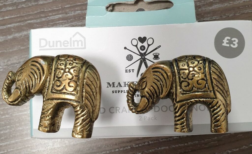 Bronze elephant doorknobs from Dunelm Mill 