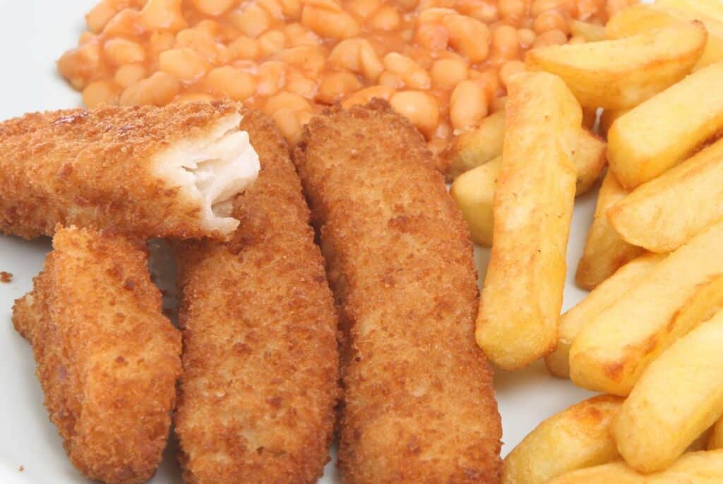 fish fingers chips and beans