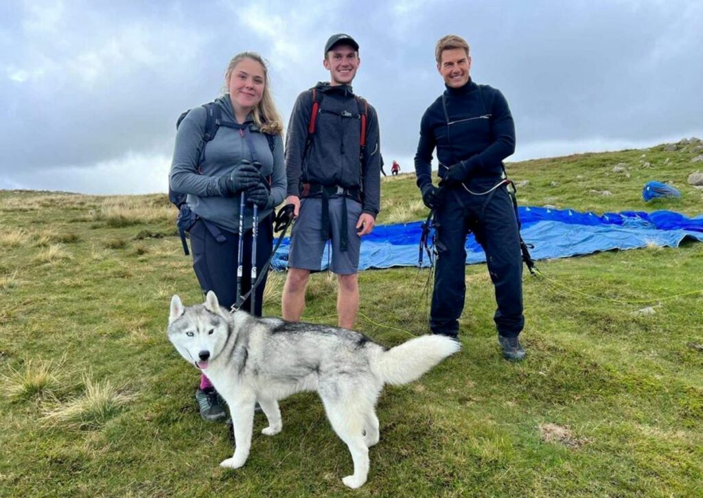 Adam Wheeler and Lucy Hinch with Tom Cruise in the Lake District