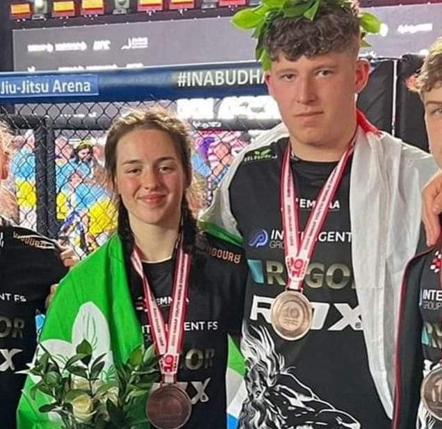 Stan Baglee and Sophie Price flying the flag for Cumbria and England.