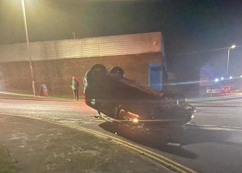 Car flips on roof after three-vehicle crash near West Cumberland Hospital